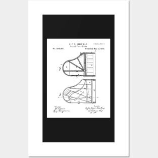 Steinway Grand Piano Patent - Piano Player Art - Black And White Posters and Art